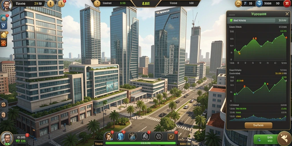 Screenshot dari level menantang dengan latar belakang yang indah.
